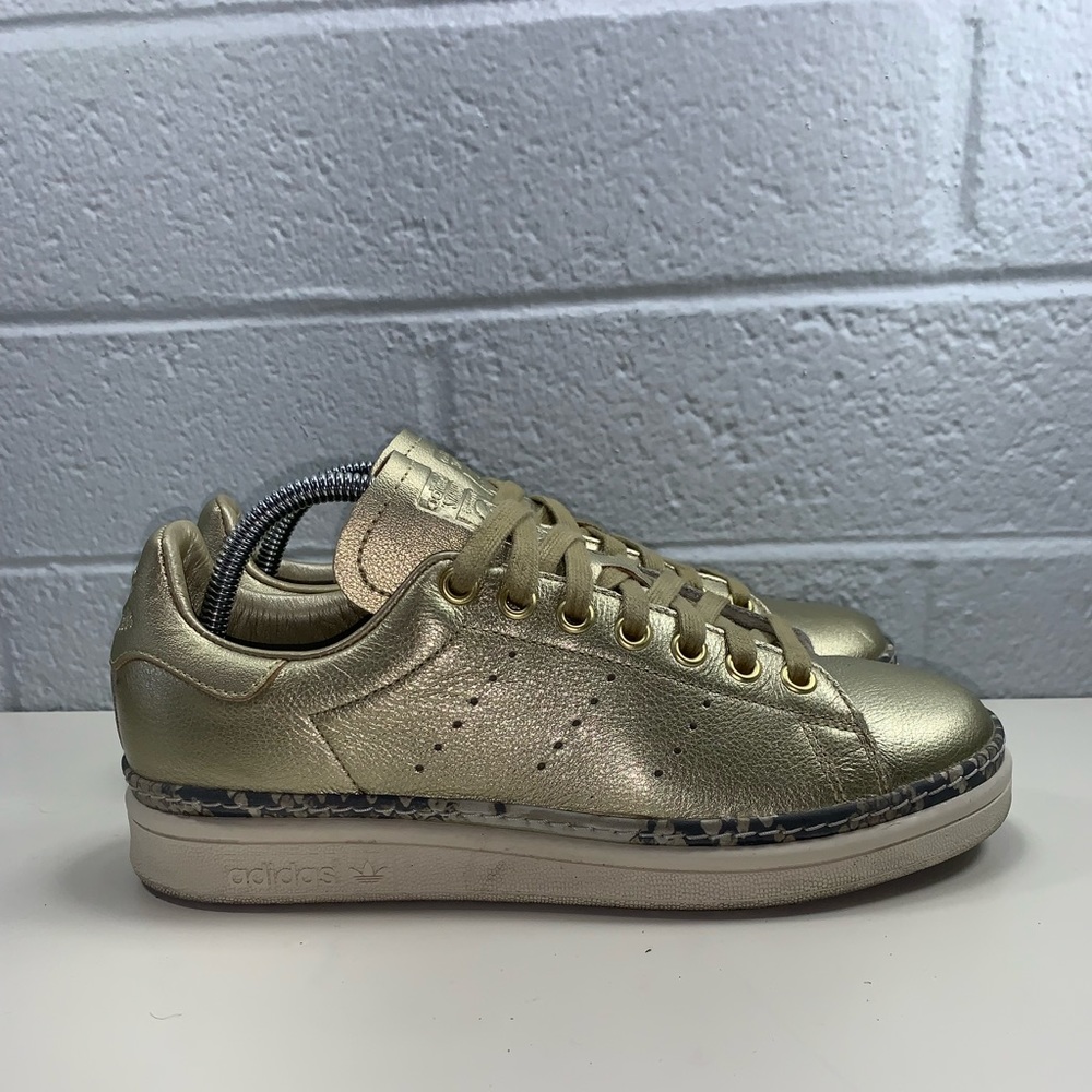 Adidas Stan Smith New Bold Gold Metallic Athletic Sneakers Womens Size 7 Shoes